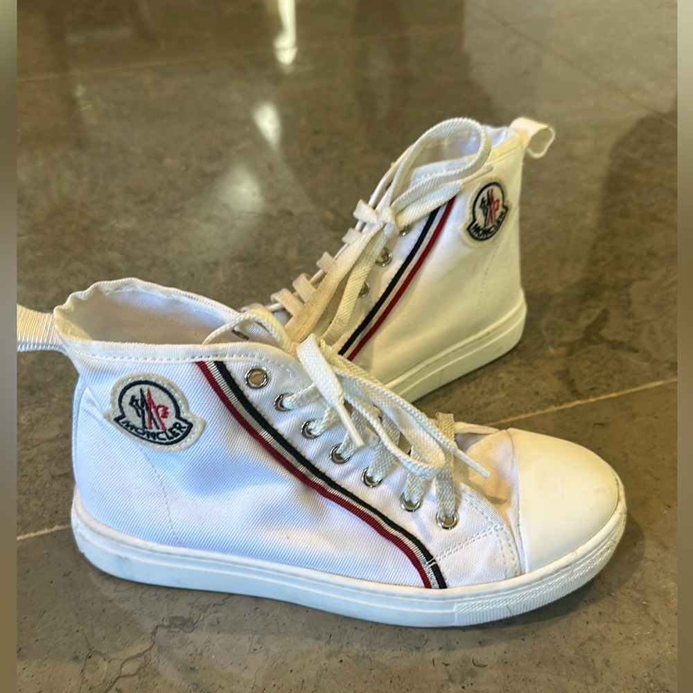 Kids Moncler white high top Anyse sneaker